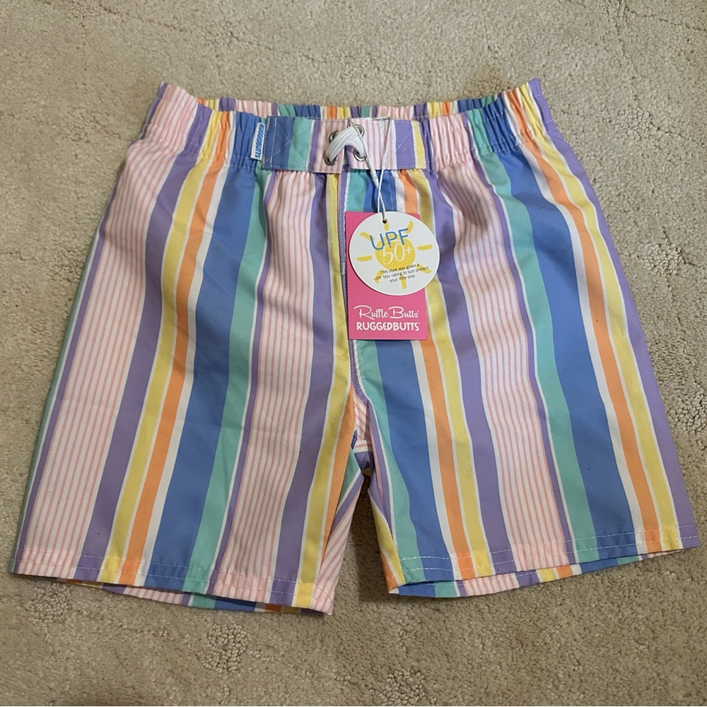 Rugged Butts Colorful Striped Swim Trunks Shorts NEW